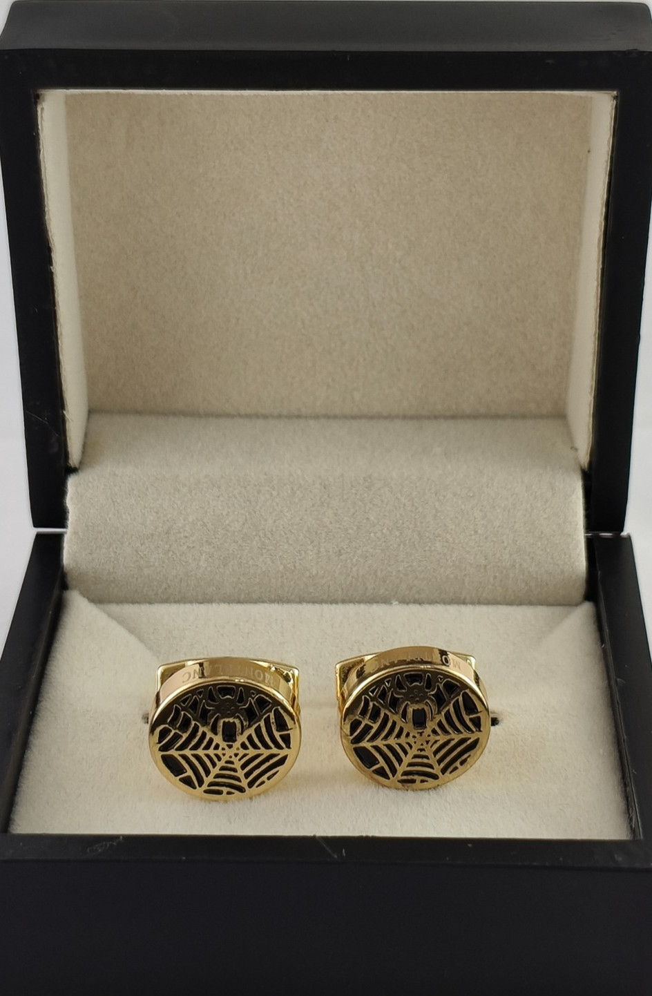 Luxury Montblanc Men's Gold Tone Cufflinks Set With Box | Free Shipping.