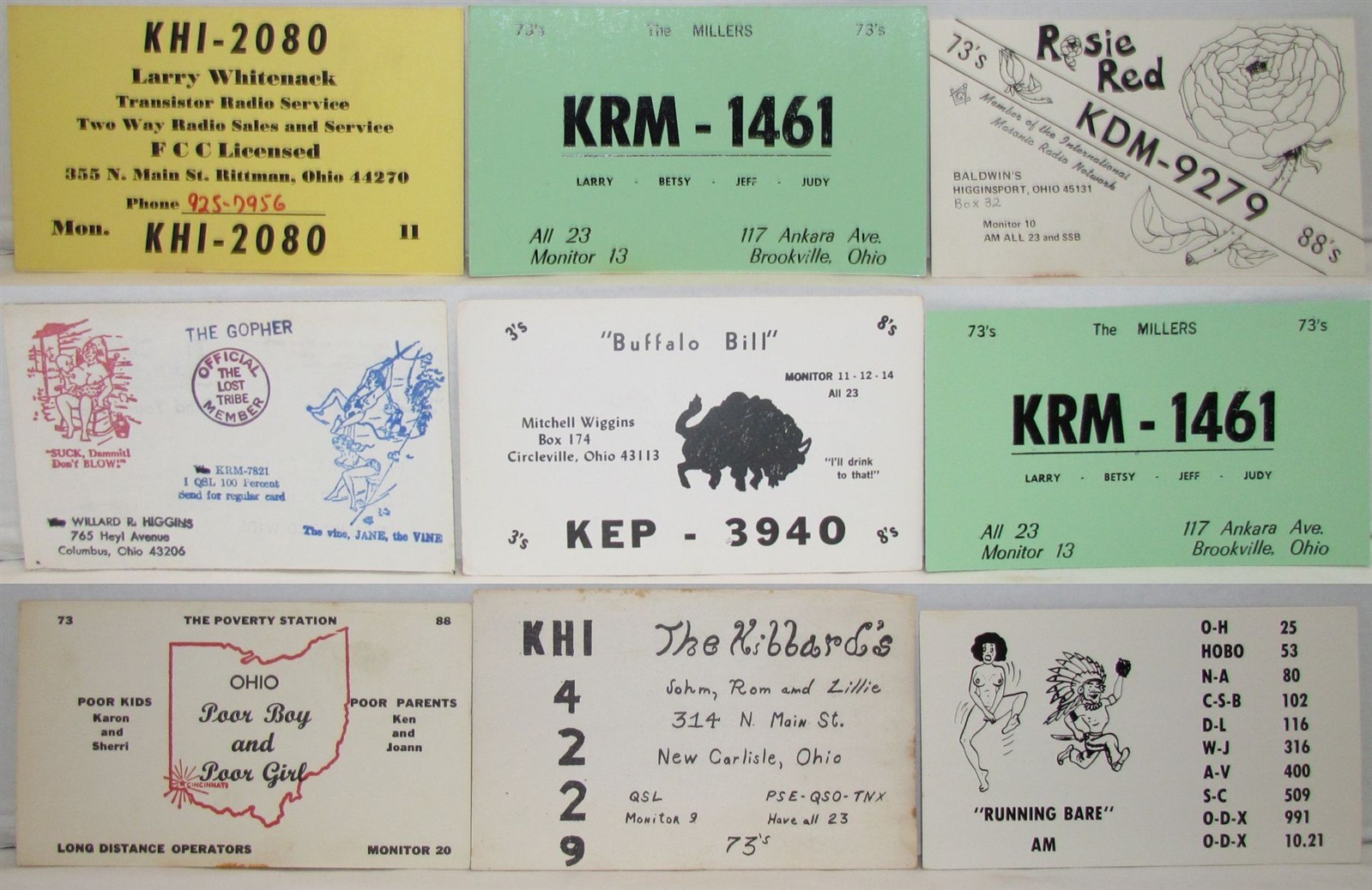 50 Vintage Ohio Ham Radio QSL Cards