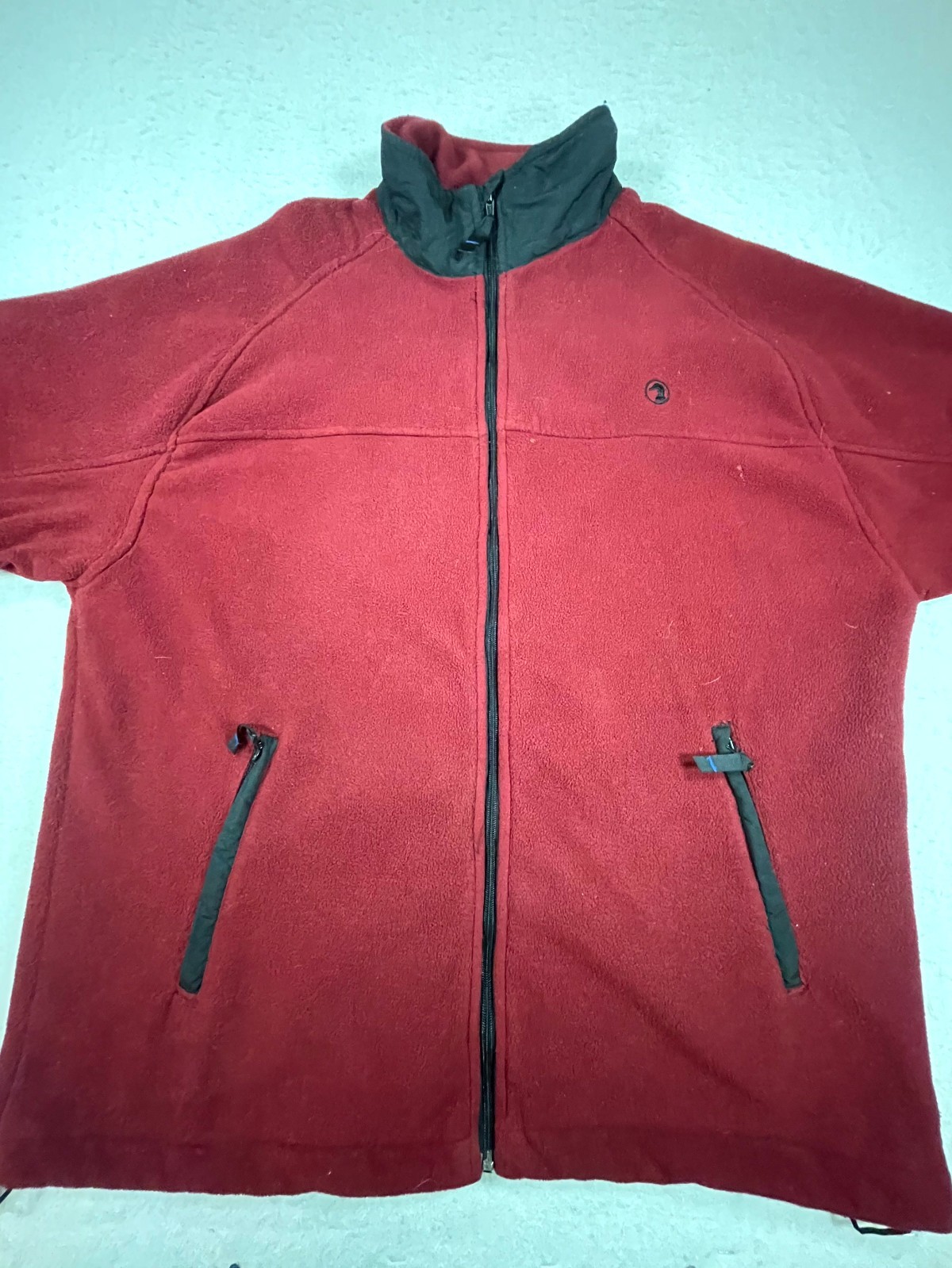 Duck Head Fleece Jacket Mens XL Red Nylon Zippered Pockets Mock Neck Full Zip