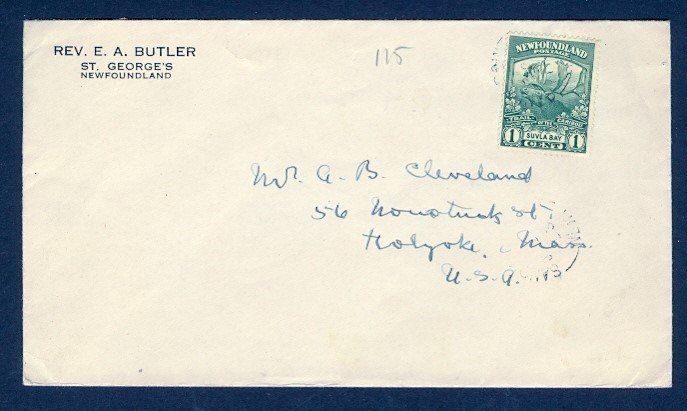 NEWFOUNDLAND 1c CARIBOU PRINTED MATTER RATE TO USA