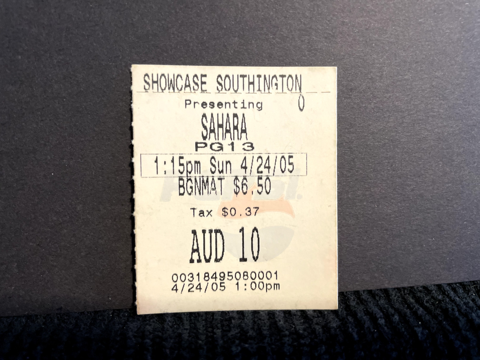 Vintage Movie Ticket Stub Sahara