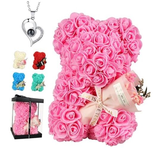 Mothers Day Rose Gifts for Mom Rose Bear Teddy Bear Birthday Gifts for Pink