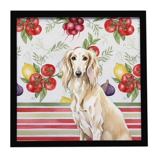 Carolines Treasures WDK8395MFP88 Unisex Cream Saluki Vegetables Framed Metal ...