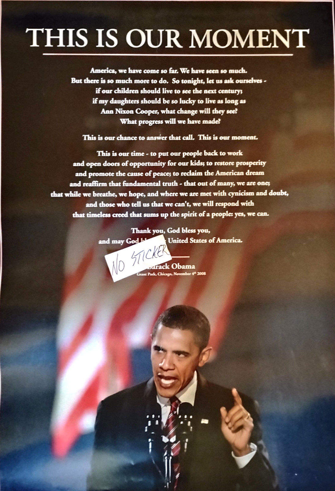 Poster: President Barack Obama - This Is Our Moment Speech Jan. 2008, Politics