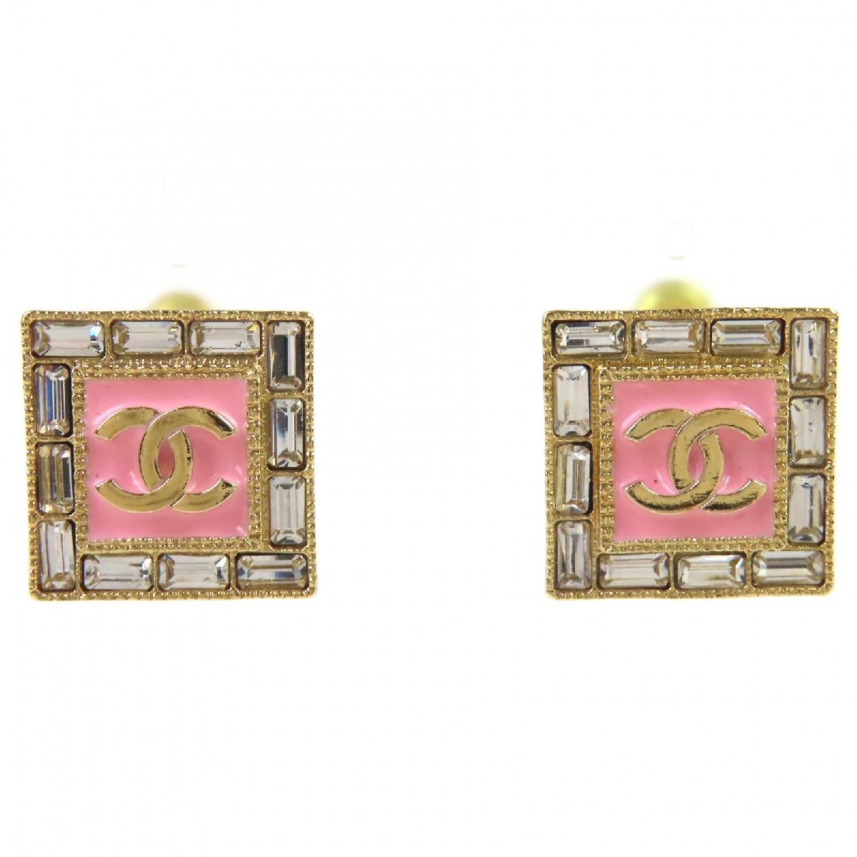 CHANEL B24S Coco Mark Bijou Square Earrings Accessories For Both Ears Gold P