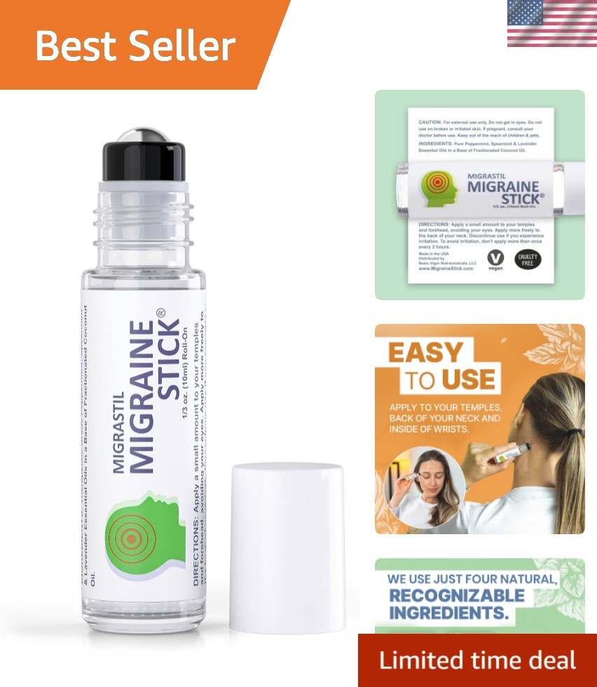 Migrastil Migraine Stick Rollon - Fast Cooling Comfort for Your Head. Aromath...