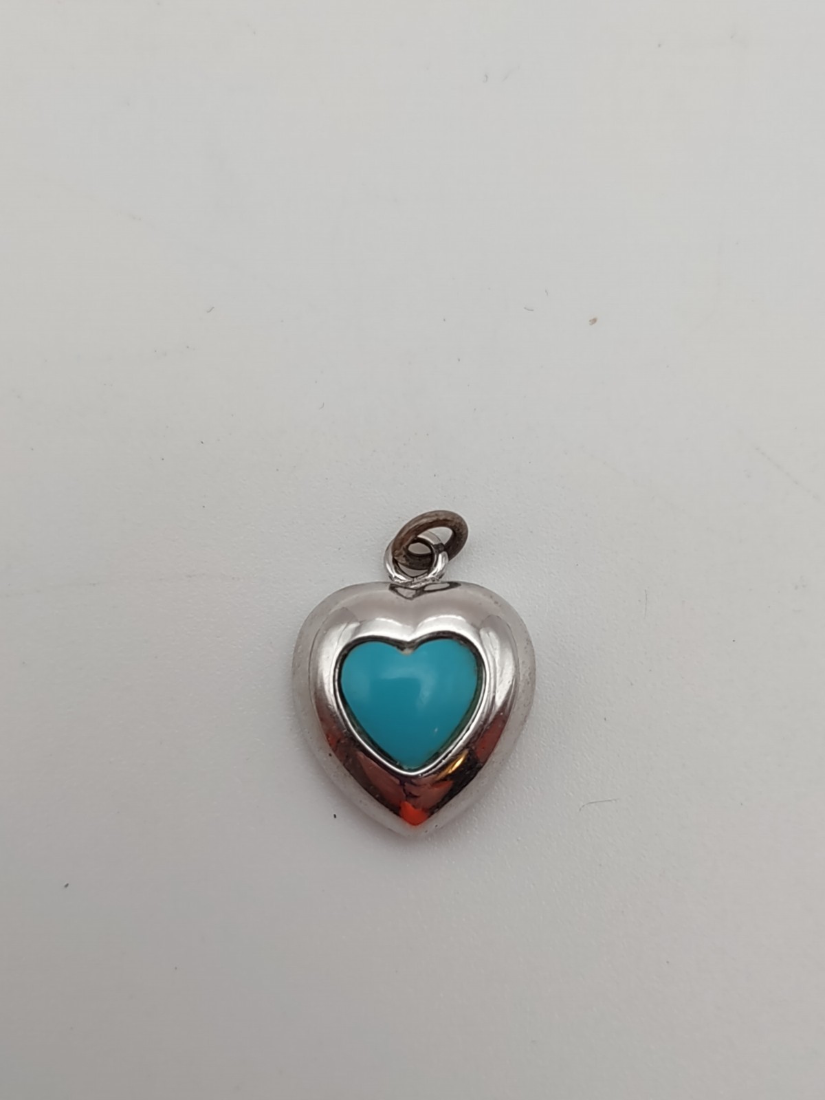 Sterling Silver Turquoise Heart Pendant 925 Southwestern