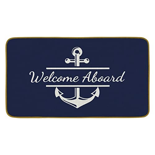  Welcome Nautical Theme Decorative Doormat, Anchor Boat Floor Mat, Rustic 