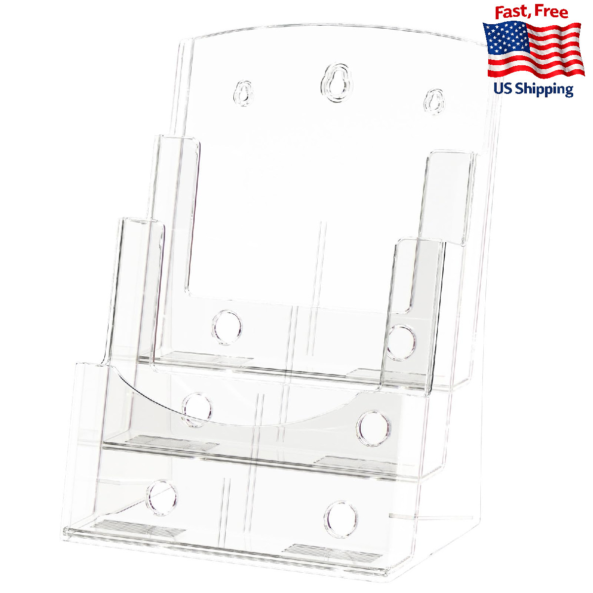 Viymgit 2-Pack Acrylic Brochure Holder, 3-Tier, 8.5x11", Clear Plastic Flyer