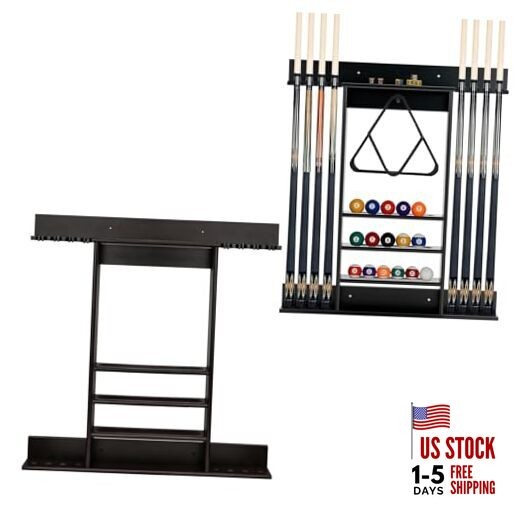Pool Stick Holder Wall Mounted Pool Cue Rack for 8 Cues, wa-8 Cue Racks-black