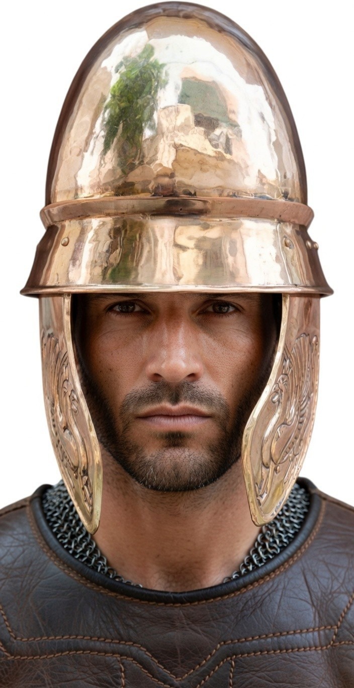 Brass Greek Corinthian Helmet Replica - Bronze Finish with Griffin Cheek Guard