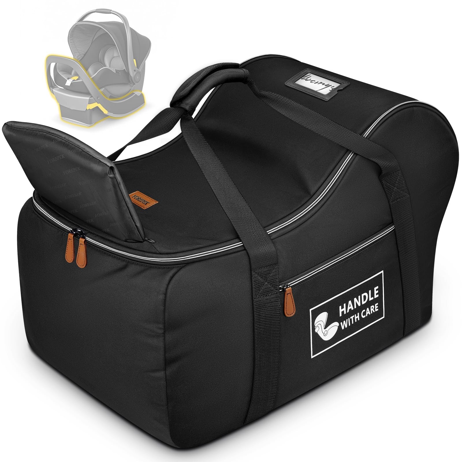 Car Seat Travel Bag Fits Infant Carseat with Anti-Rebound Bar Base, Padded Ca...