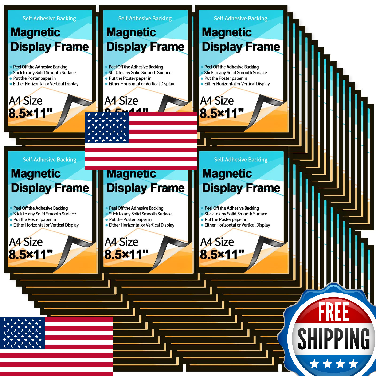 32 PK 8x11.5" Magnetic Sign Holder Display Frame Self Adhesive Double-Sided