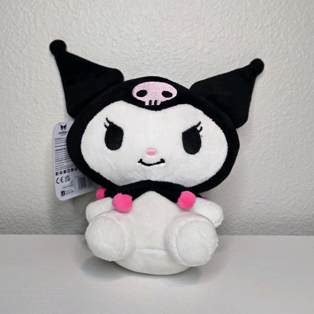 Sanrio Kuromi Hello Kitty Black White Pink Plush 8in Stuffed Animal Toy