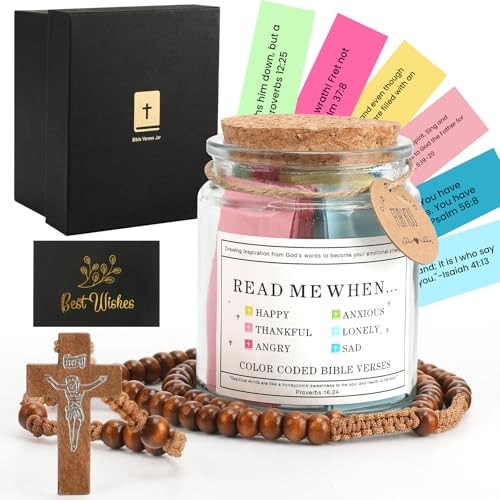 Bible Verse Jar, Read Me When Bible Verses with Cross Bible Jar with Necklace