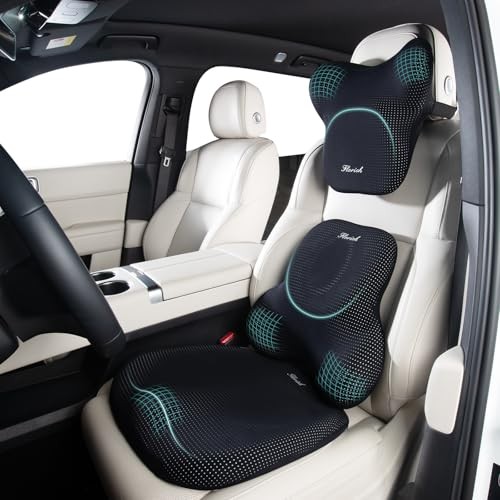  Car Seat Cushion and Lumbar Seat Cushion&Lumbar Pillow&Headrest Pillow Black
