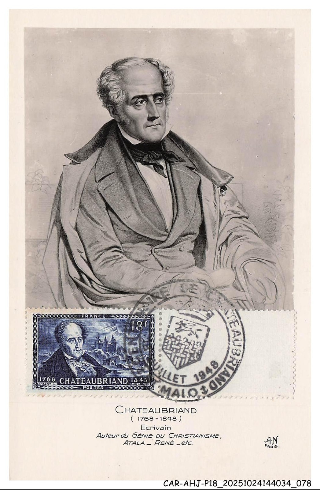 Car-Ahjp18-0878-Card-Maximum - Chateaubriand - Writer - 1948