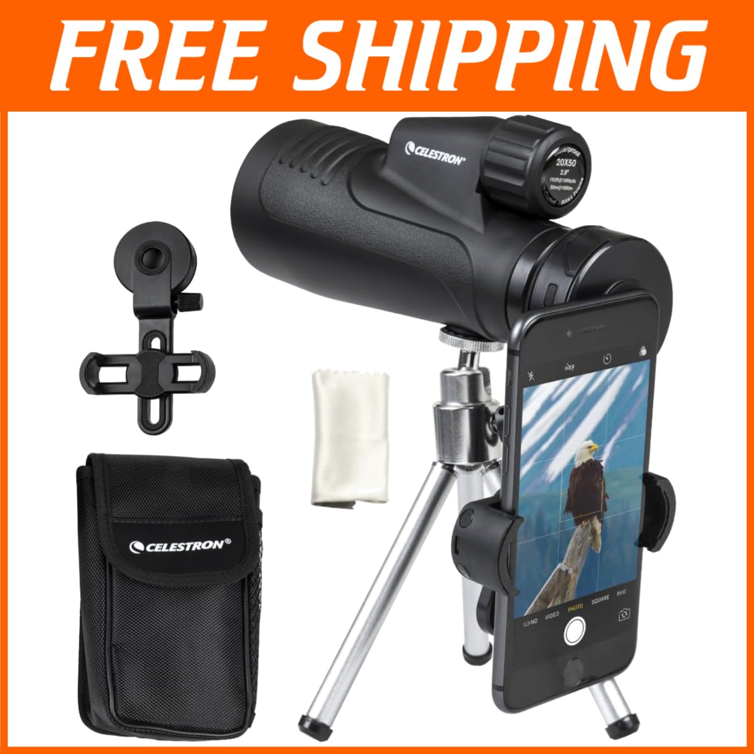 Outland X 20x50 Monocular with Smartphone Adapter
