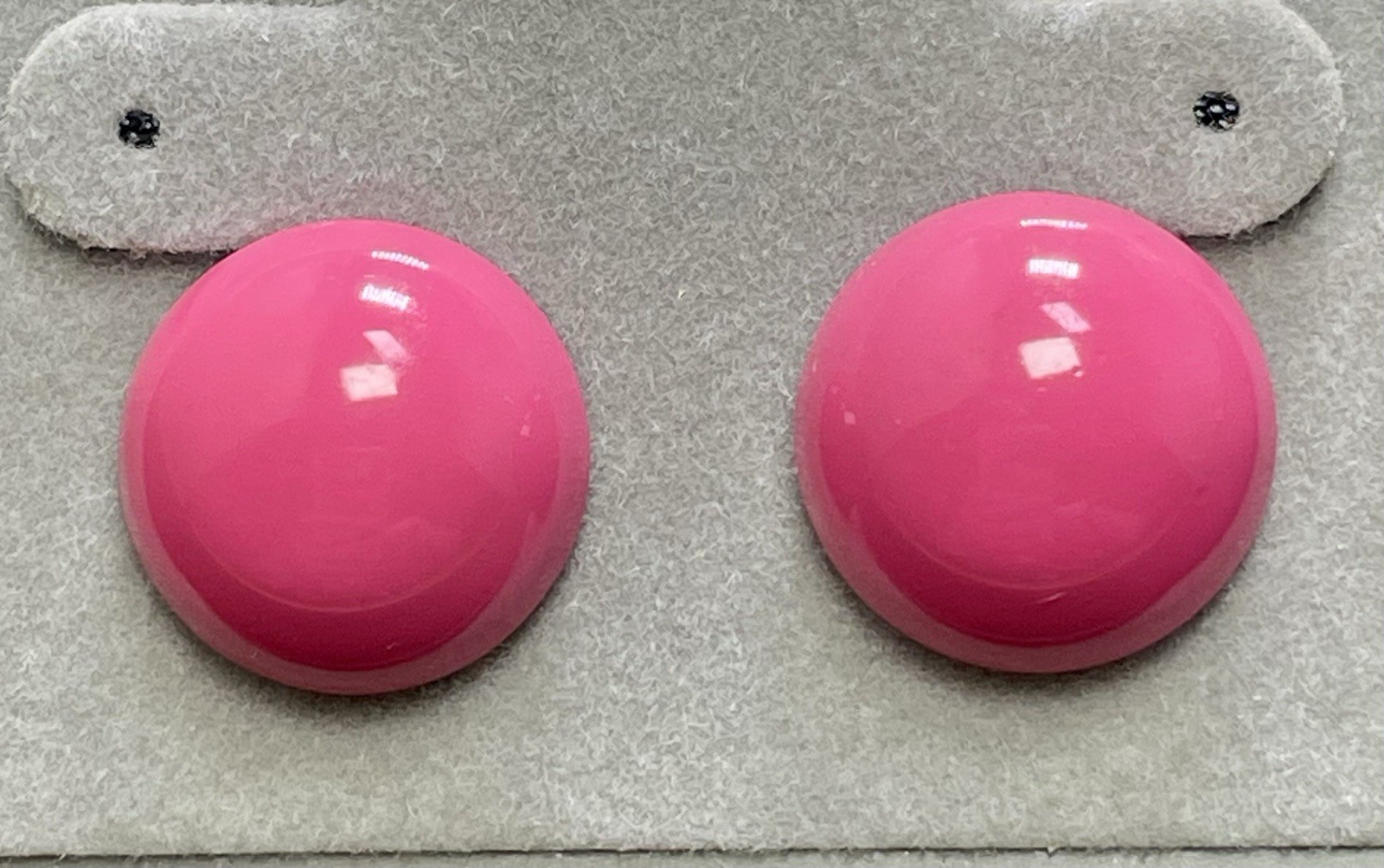 Vintage Pink Puffy Enameled Metal Retro Earrings