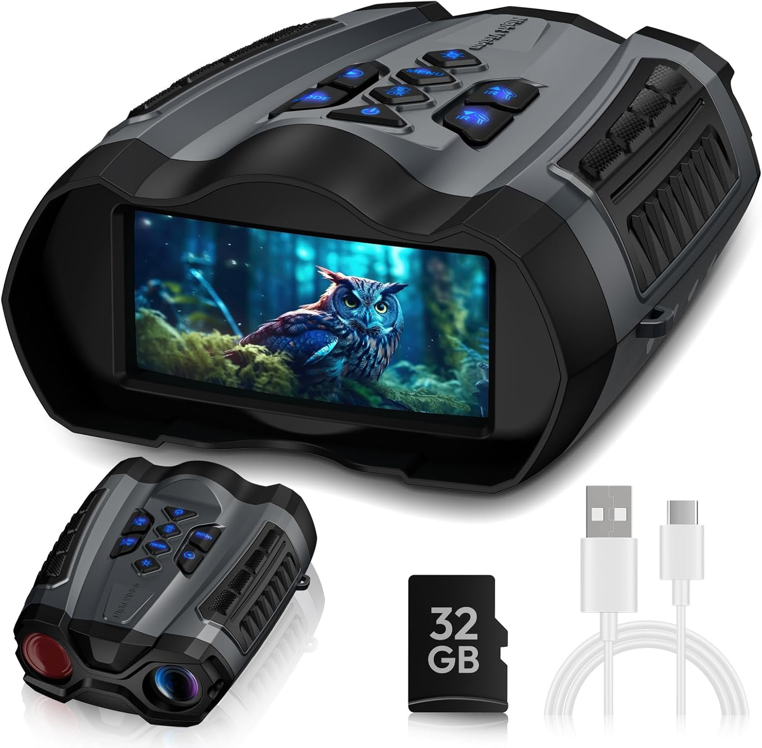 Night Vision Goggles, 4K Infrared Binoculars with Camera, 9 Gear Night Vision wi