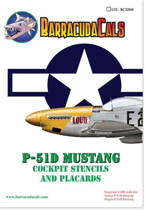 1/32 barracuda decal P-51D cockpit stencil