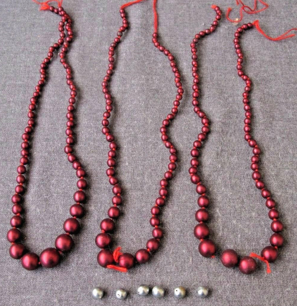 VINTAGE GREY & METALLIC BURGUNDY LOOSE BEADS FOR JEWELRY MAKING