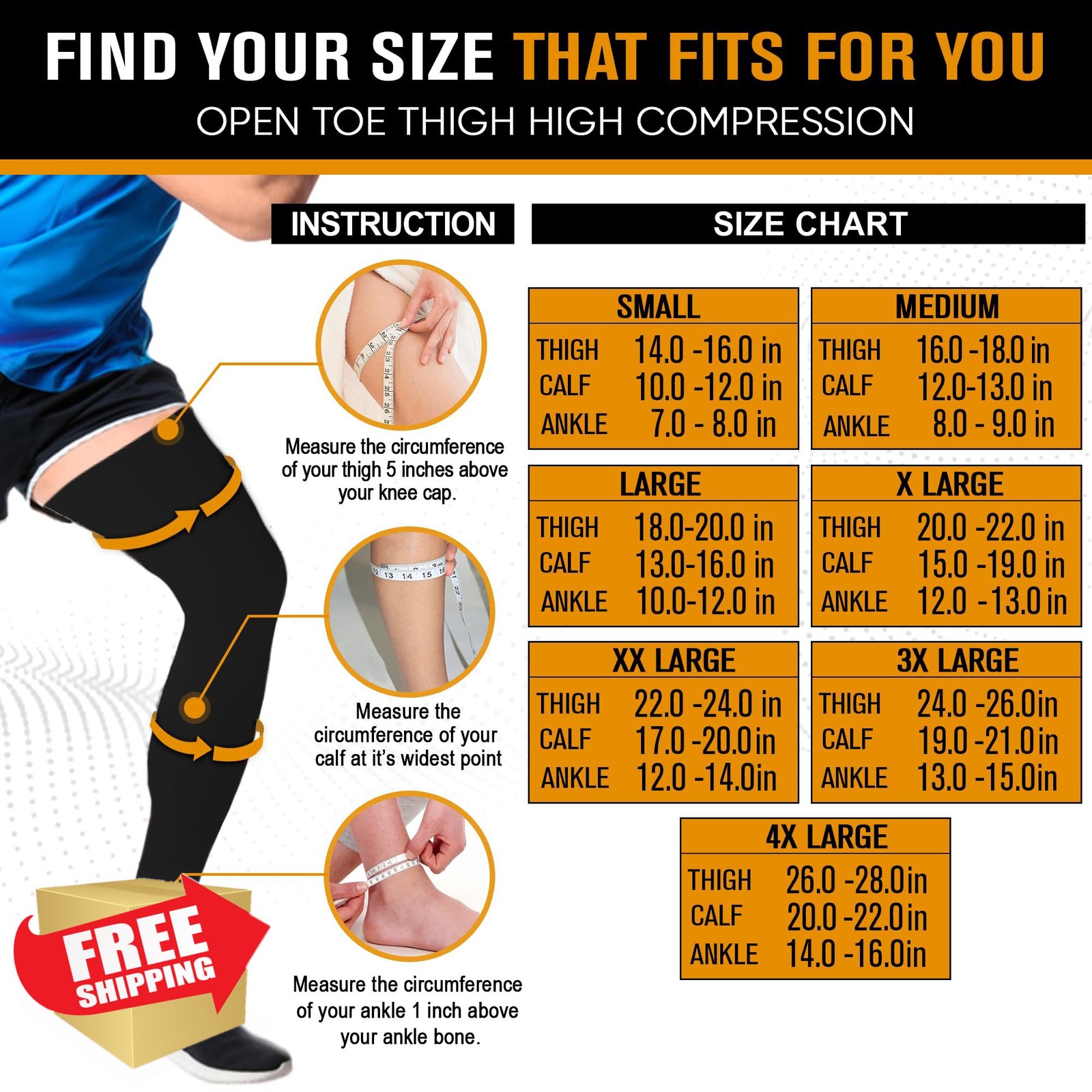 Doc Miller Thigh High Compression Socks 15-20mmHg Open Toe Women Men