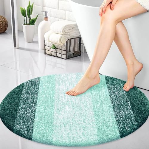  Bathroom Rugs, Extra Soft and Absorbent 30-inch Round Blackish Green