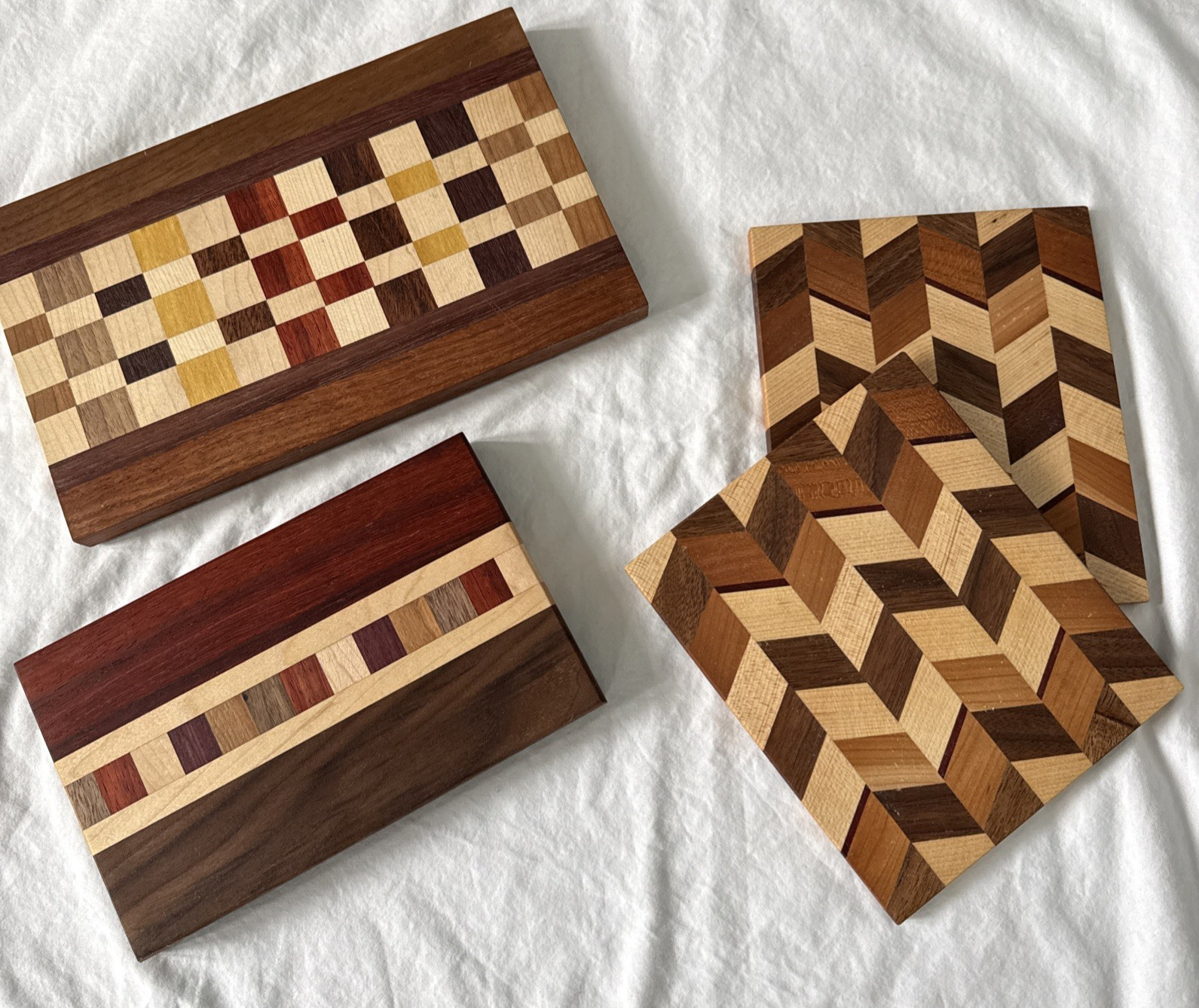 Lot Of 4 Smaller Wood Cutting Boards Solid Wood Gift Handmade In USA