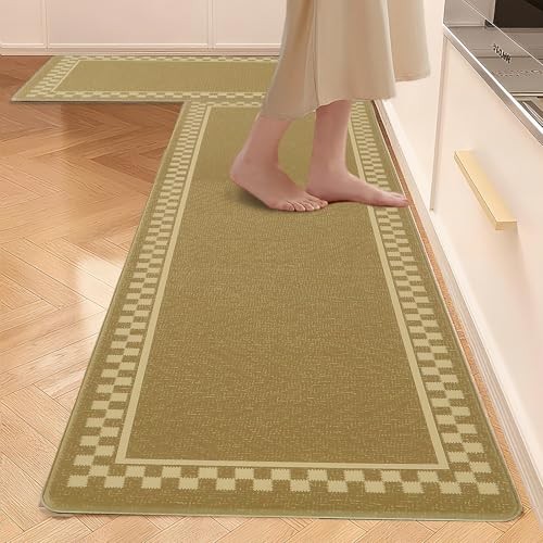  Kitchen Mats for Floor 2 Piece Geometric Anti Fatigue Memory Foam Waterproof 