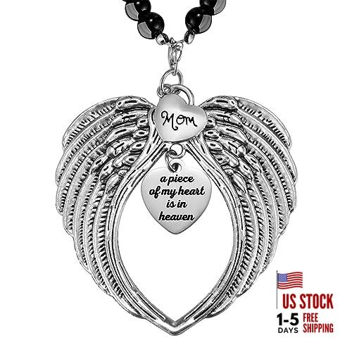 Memorial Car Charm Angel Wings, Memorial Gifts for Loss of Mother, Sympathy Mom