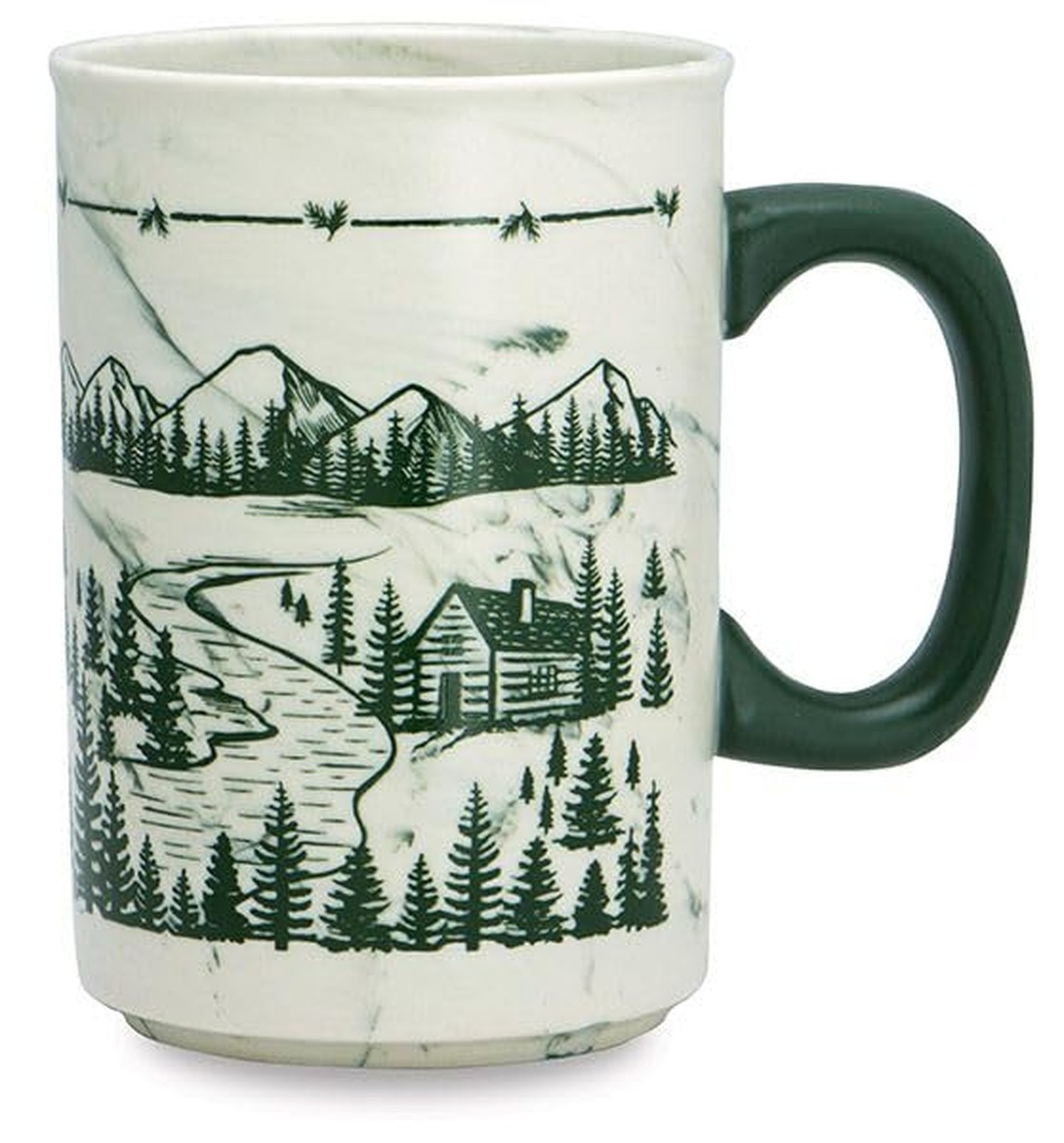 Cape Shore 18oz Heavy Stoneware Sema Pottery Mug, Mountain Scene