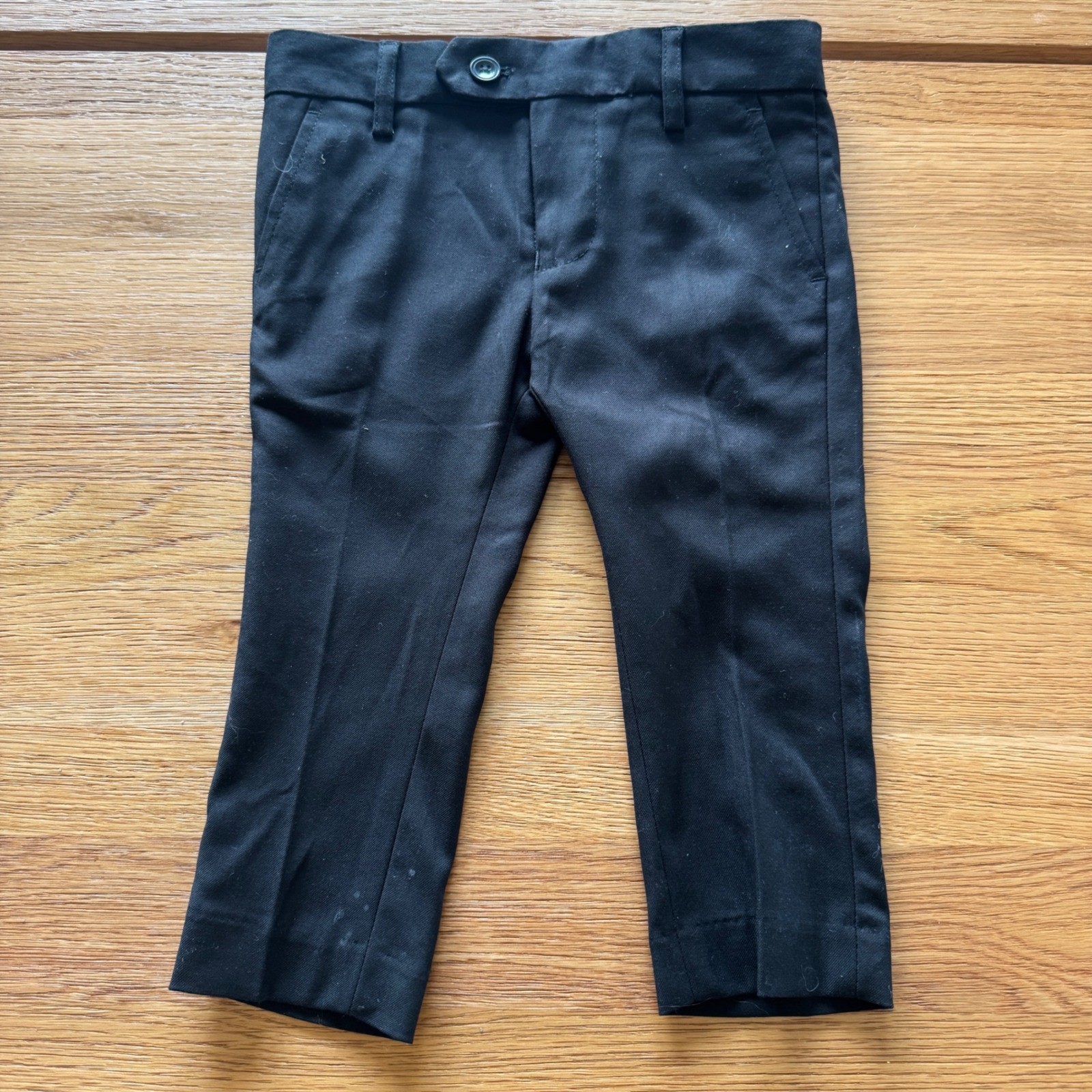 Baby Toddler Boys Black Dress Pants Size 12-18 Months Adjustable Waist