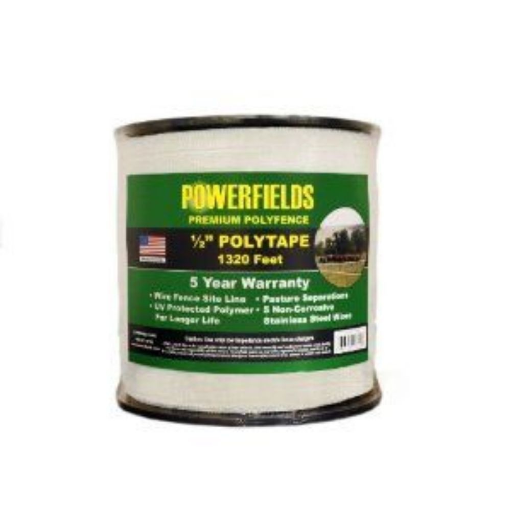 Powerfields Ew5-1320 White Polytape 1 / 2" x 1320' Powerfields