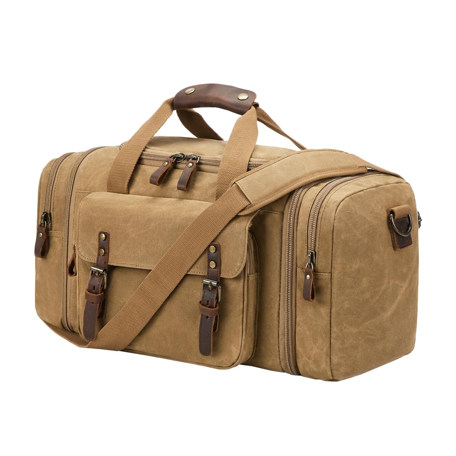 Waxed Canvas Duffel Bag 50L Waterproof Duffle Bag Travel Overnight Weekender ...