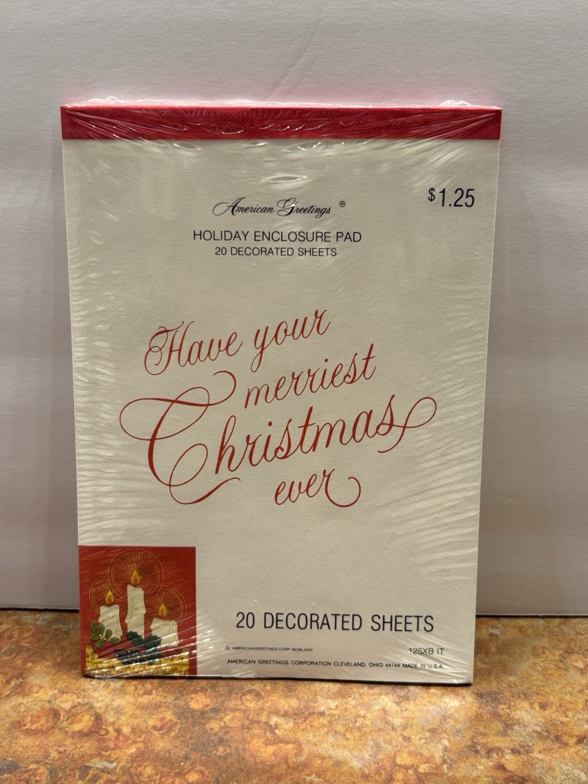 Vintage 80’s American Greetings Christmas Holiday Pad 30 Paper Sheets Sealed