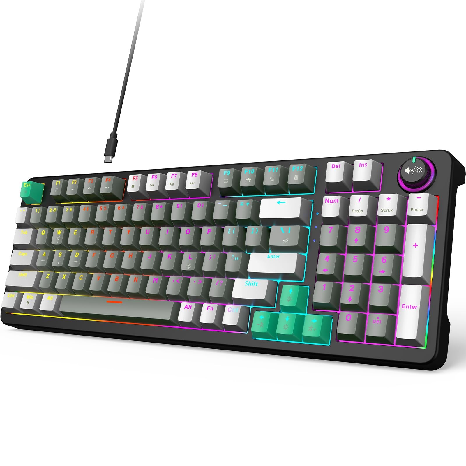 LED Backlit Mechanical Gaming Keyboard Blue Switch 96 Keys USB Wired PC Mac