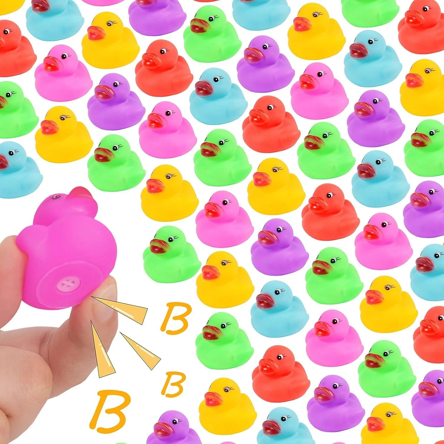 54-Pack Mini Rubber Ducks Set, Mini Colorful Rubber Duckies Bath Toy for Chil...