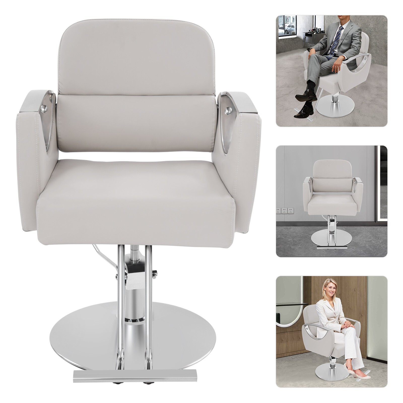 Barber Chair Hydraulic Pump Salon Chair Hydraulic Pump Adjustable Height Beige