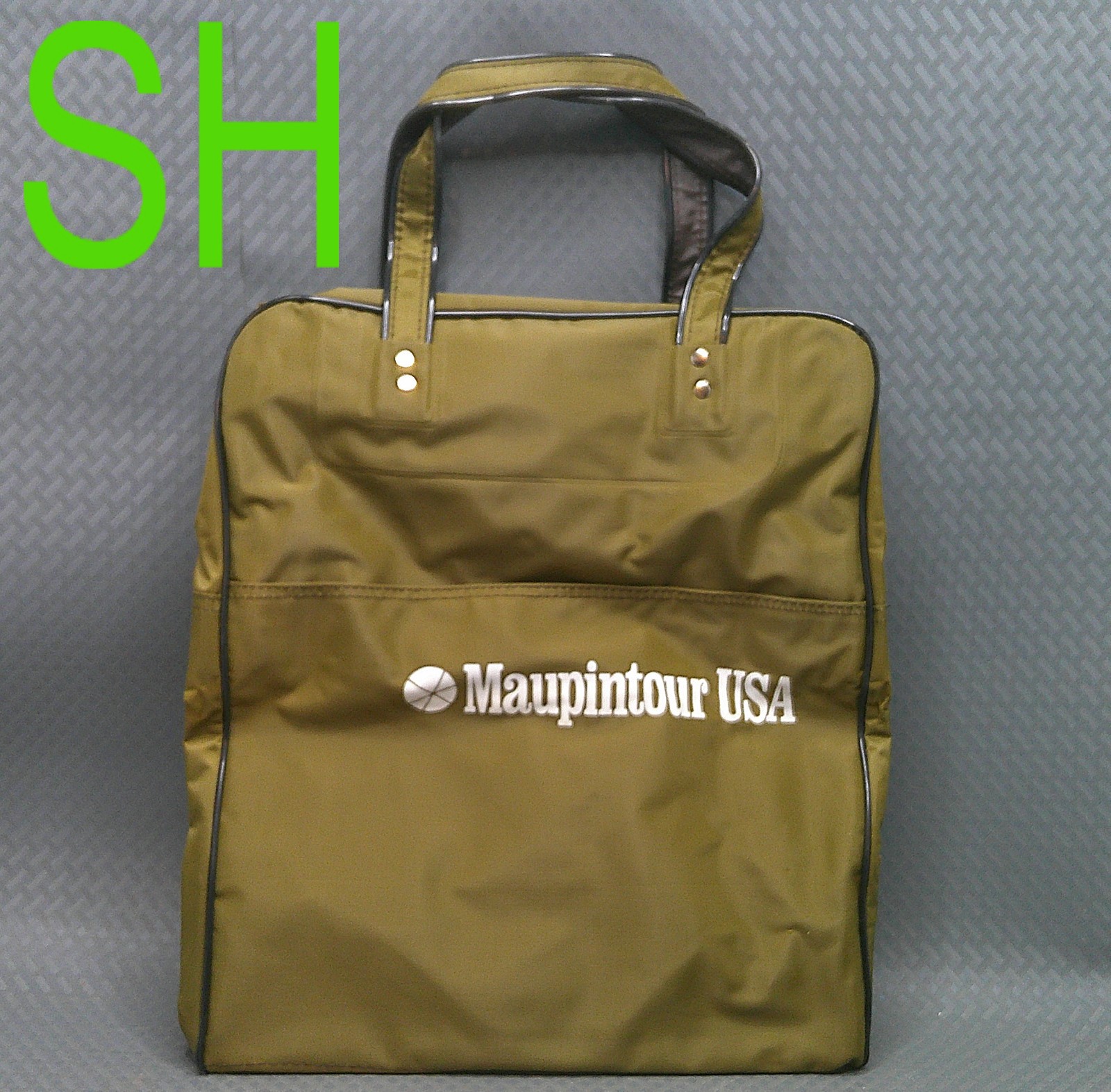 Vintage Maupintour USA Air-Tex Travel Bag Khaki Green Straps Zippered 14x13x7