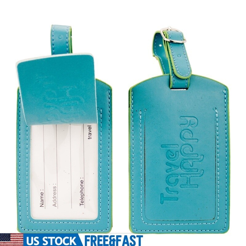 PU Leather Luggage Tags Set of 2 Travel ID Tags Durable Baggage Identification