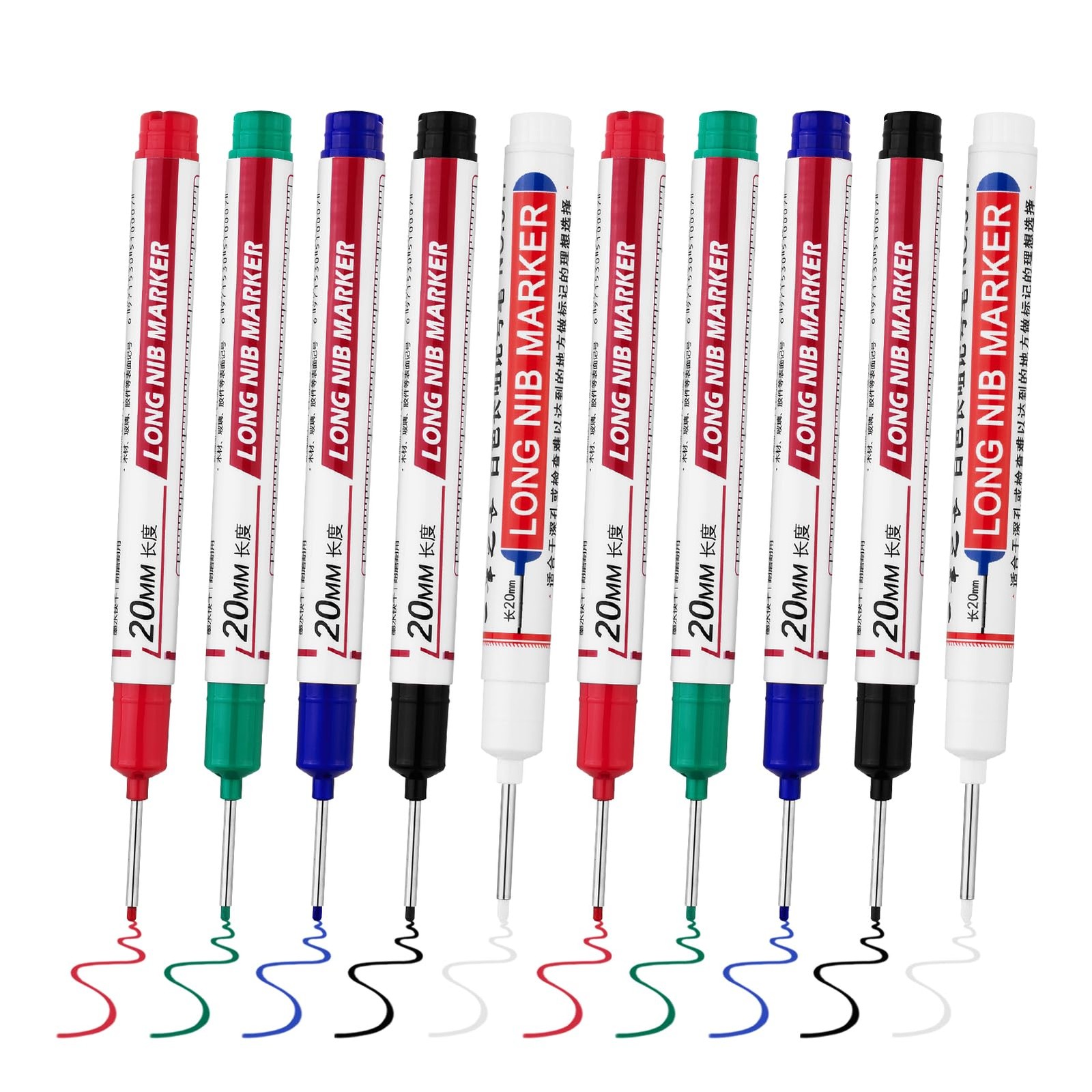 LYXMYGS 10 PCS Long Head Deep Hole 10PCS-20MM-Red/Blue/Green/Black/White 