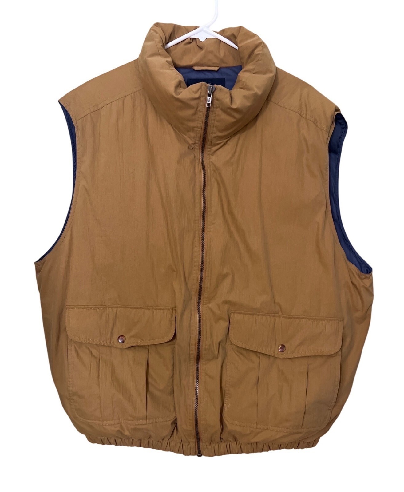 Lands End Unisex XL Tan Puffer Vest With Pockets & Zipper Closure