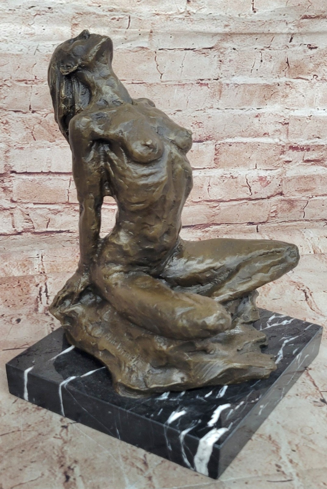 Signed Artwork By  Vitaleh Naked Girl Abstract Mid Century Bronze Sculpture Art