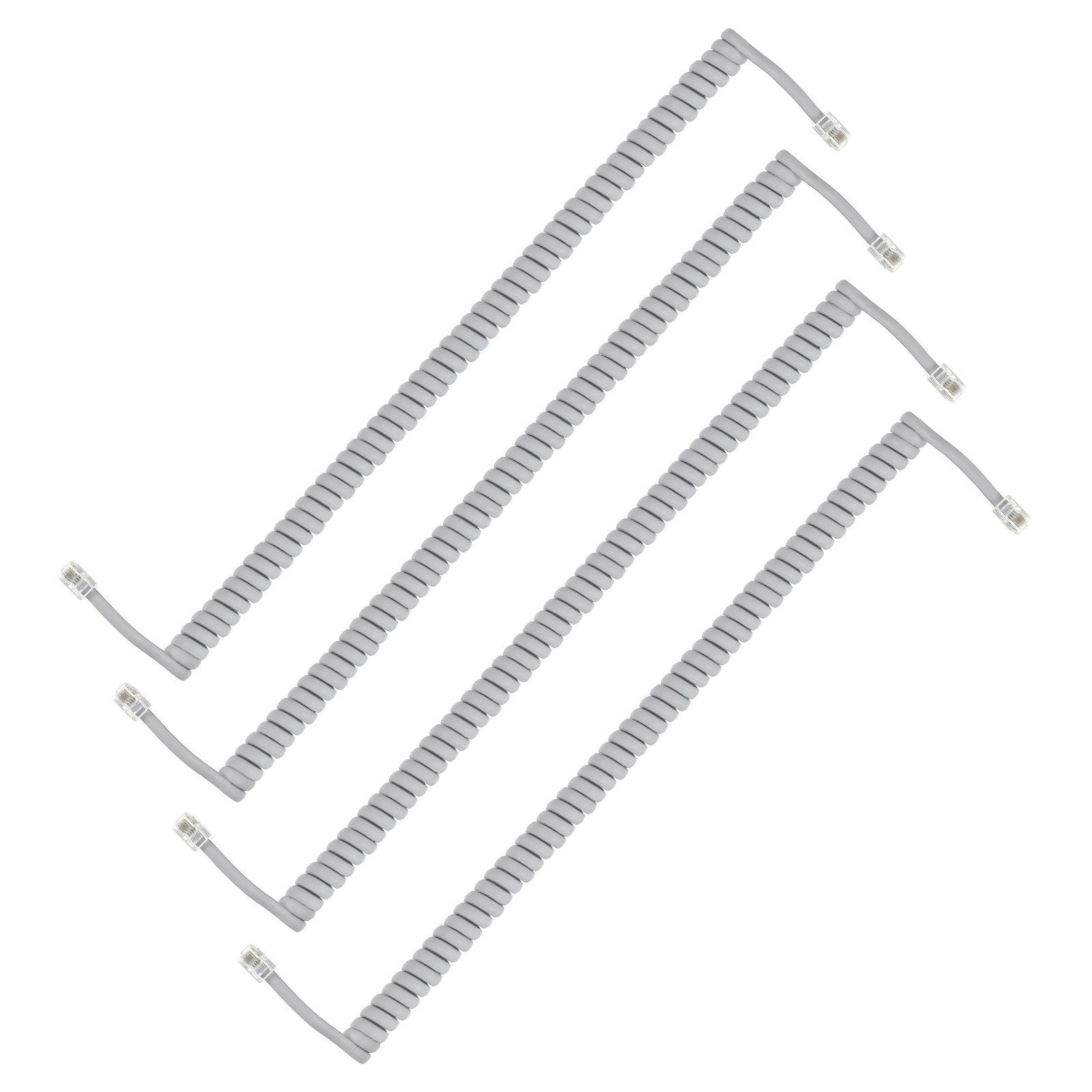 4 Pack 9.8 Feet(Coiled 1.6 Feet) Phone Cord for Landline, Silver Gray