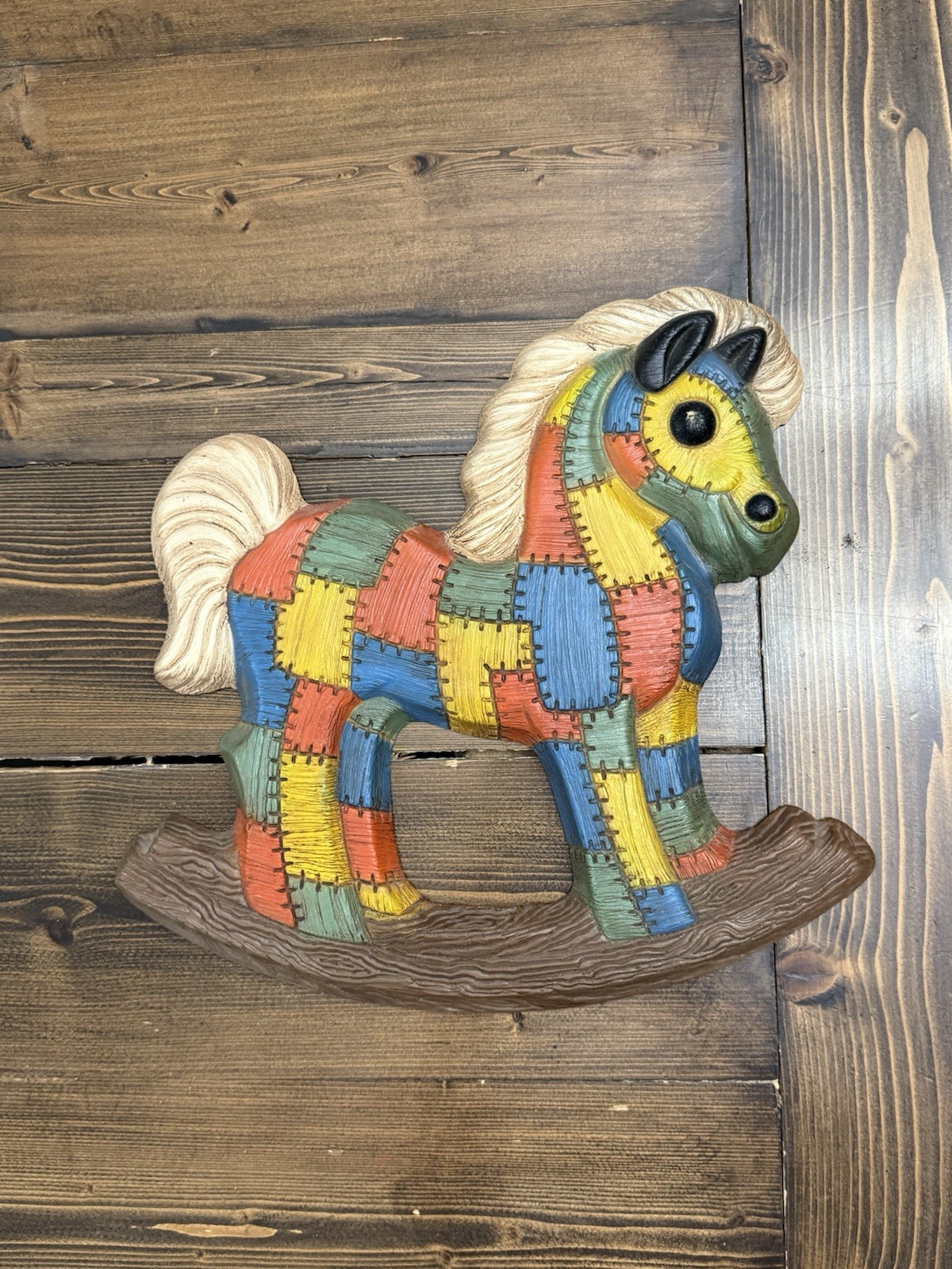 Vintage 1985 Frankies Designs Foam Patchwork Rocking Horse Nursery Wall Art