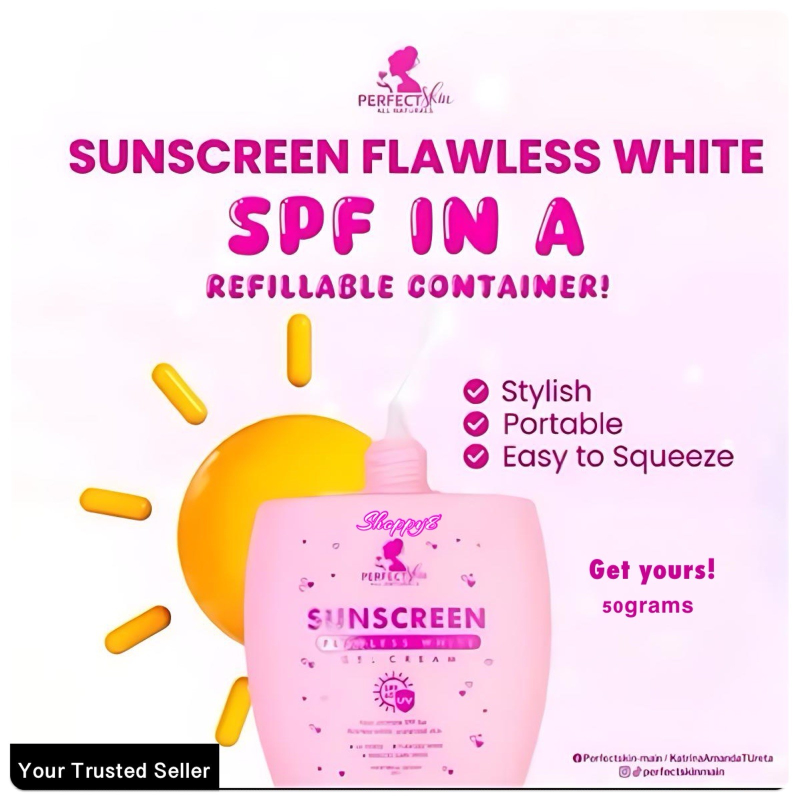 Perfect Skin Sunscreen Flawless White Gel Cream SPF60 UV (50g)