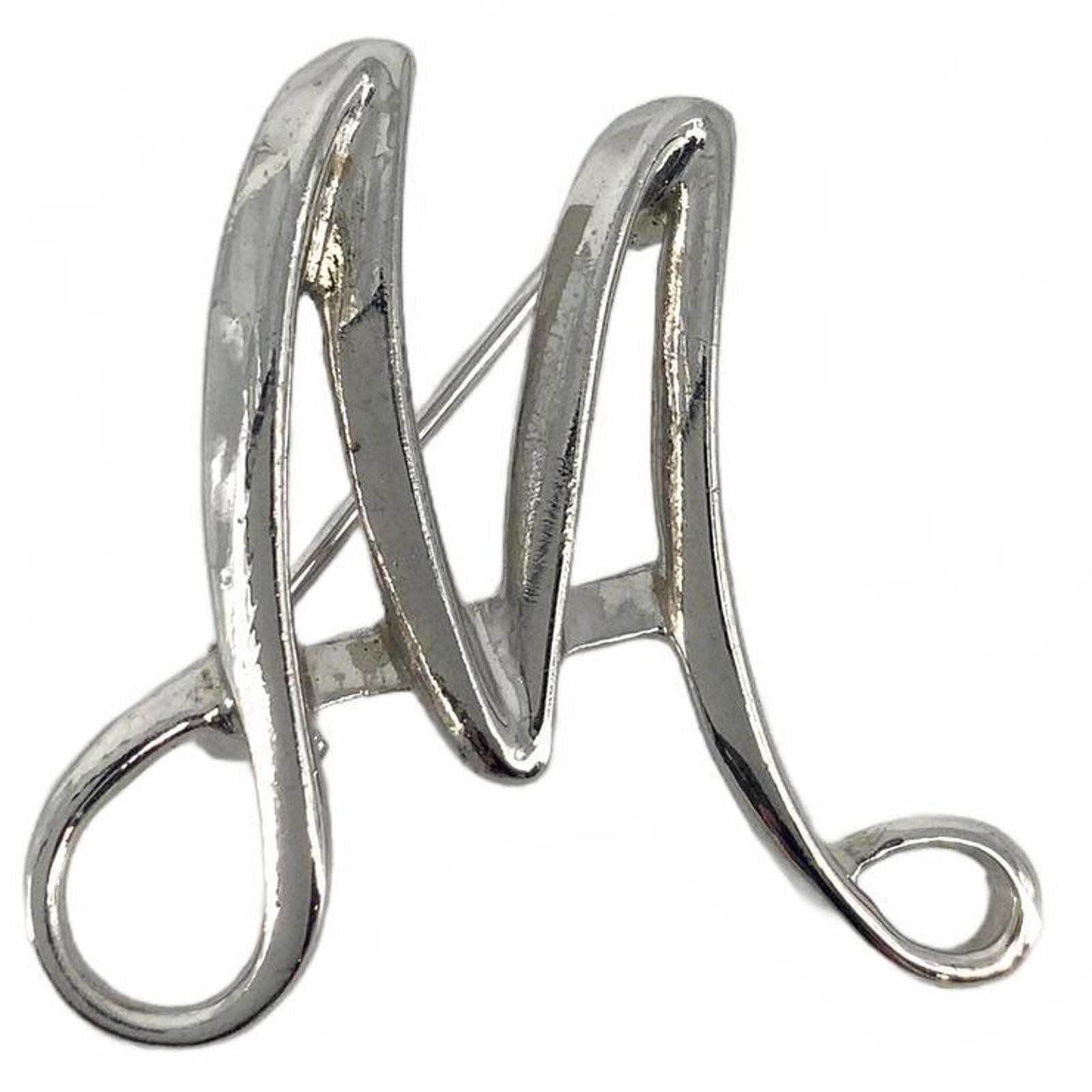 Vintage Sarah Coventry Silver Tone Script Initial M Brooch Mid Century Pin