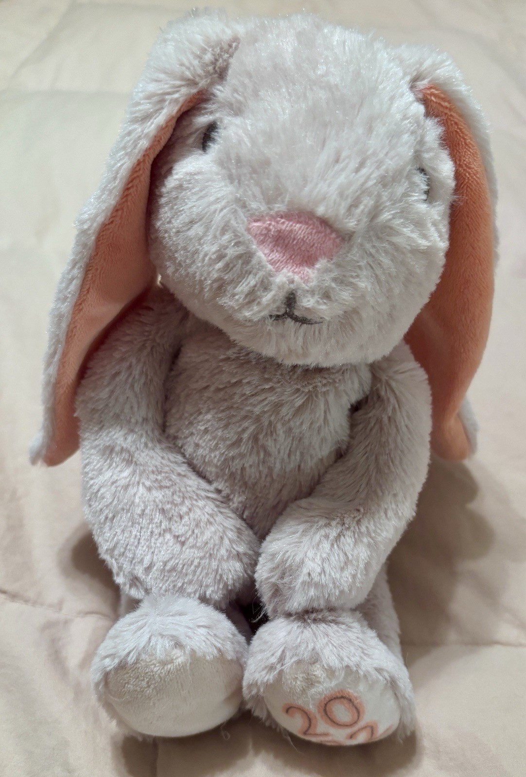 2022 Hallmark Tan Plush Bunny Rabbit Super Soft 12"Stuffed Orange Ear Plush RARE
