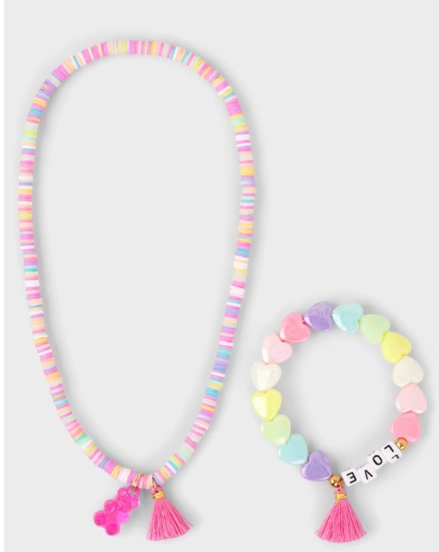 NWT The Children’s Place Girls Rainbow Candy Bear 2 Piece Jewelry Set